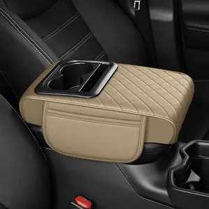 Universal Fit Car Center Console Cover with Cup Holders and Dual Side Storage Pockets, Soft Armrest Pad Auto Interior Accessories Organizer for Cars SUV Trucks