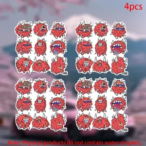 4pcs Angry Meatball Stickers, Durable Vinyl Decals for Doors Windows Laptops Cars Furniture Bumpers, Fun Car Accessories