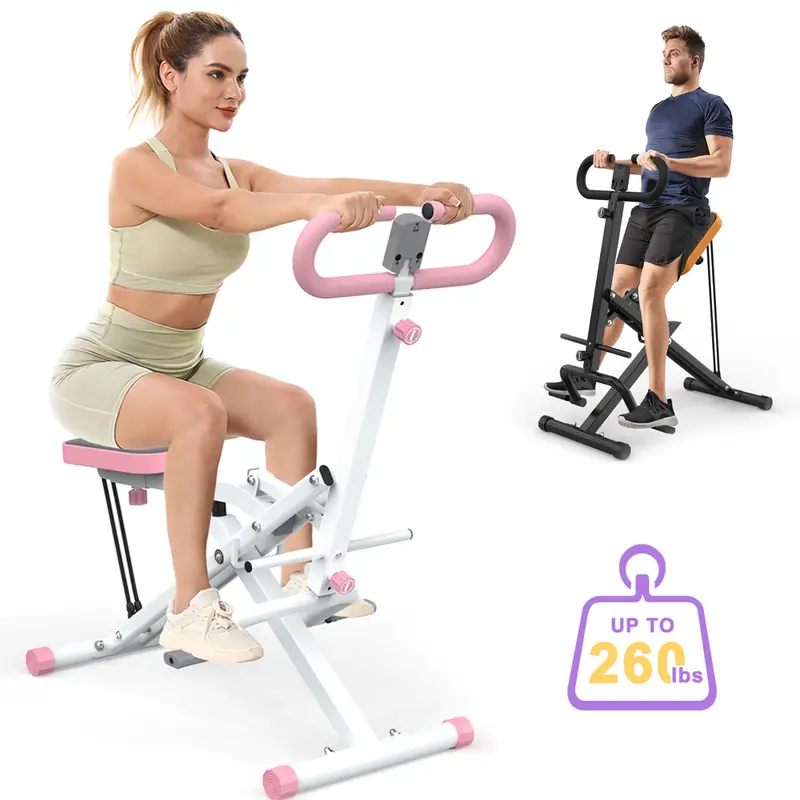 【KINMAC】Unisex Foldable Squat Machine - 260lbs Capacity, Adjustable Seat, Wide Pedal, Resistance Bands, Digital Display, Home Workout Equipment, Exercise Equipment, Core Stability, Glute-Targeted Reps, Muscle Strength Building, Leg Press, Hip Thrust