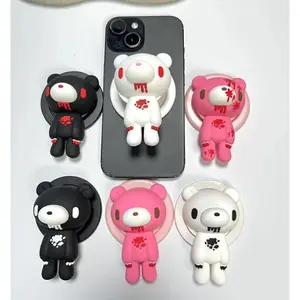 Gothic Bear Phone Grip&Stand–Unique Bloody Design,360° Rotatable,Stylish Accessory for All Phones, Add Edgy Charm to Your Device