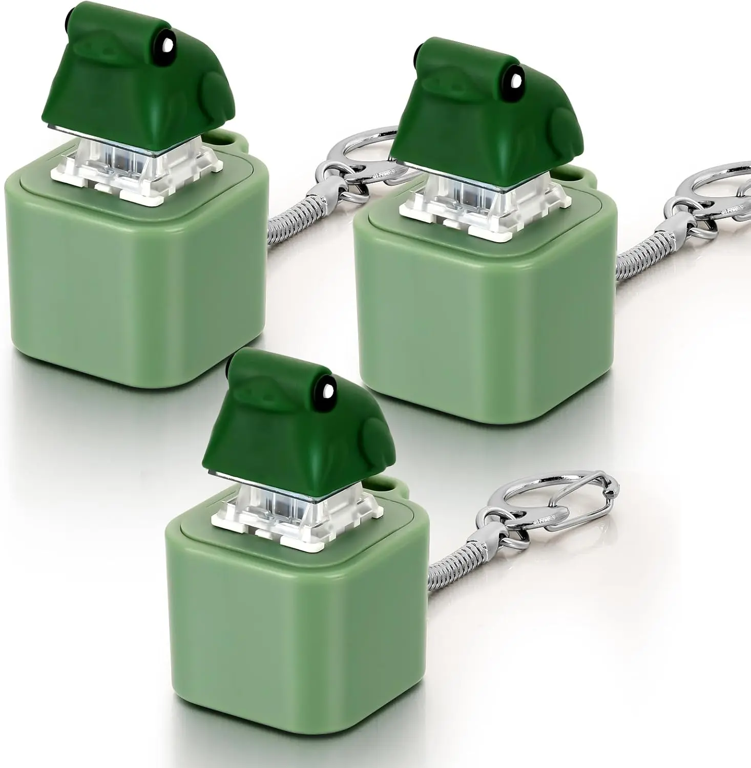 3 Pcs Croaking Frog Keychain Noise Maker Frog Fidget Toy Rechargeable Adults Fidget Keyboard Clicker with Colorful Lights Fun Portable Anxiety Relief Sensory Toy