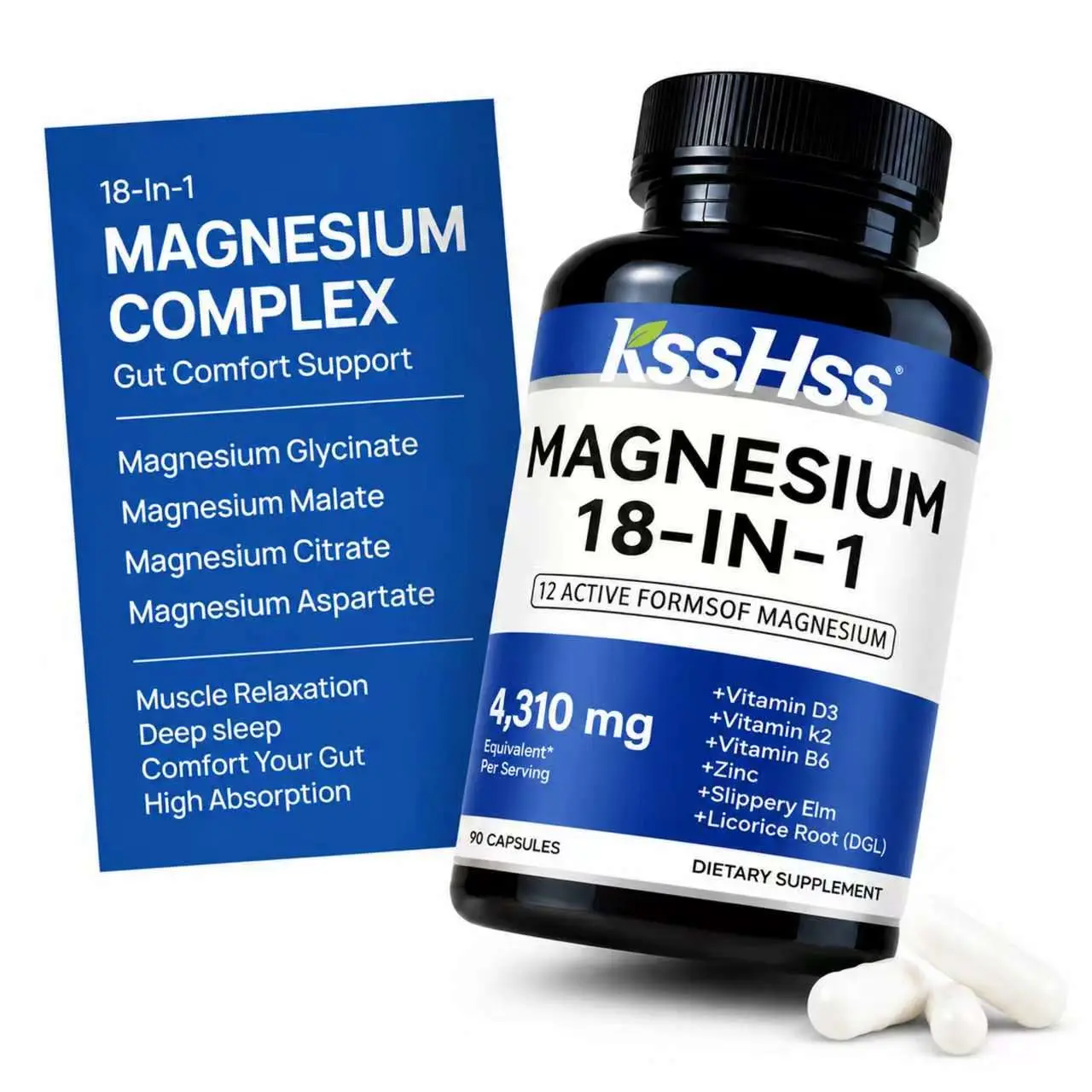18-in-1 Magnesium Glycinate Complex – Sleep Support, Muscle Recovery, Debloat & Digestion Support Supplement