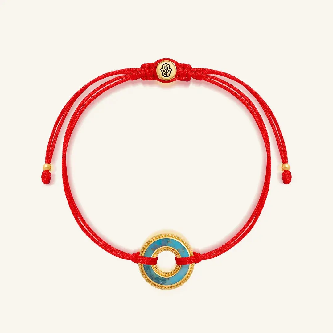 Calm Flow Turquoise Karma Circle Red String Bracelet