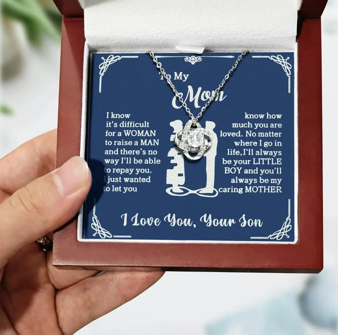 To Mom, Girlfriend, Wife, Grandma's Favorite Christmas, Birthday, Thanksgiving Gift Ideas: Sparkling Pendant Necklace with a Meaningful Card Springtok christmas  paper  chain