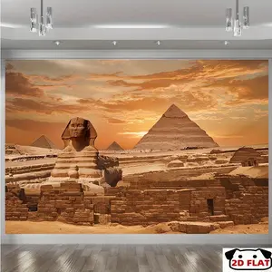 2D Flat Banner 1pc, Egyptian Theme Party Banner - Vibrant Backdrop Pyramids & Sphinx Home, Room, and| Perfect Photo Props, Seasonal Celebrations, Themed Parties, Arabian Nights Party Decorations, Event Banner,