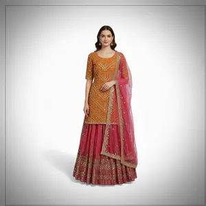 Heavy work party wear lehnga skirt with tops kurta and beautiful dupatta perfect for any special occasions Asian Elegant