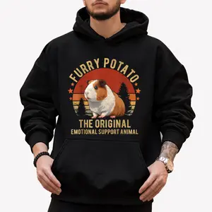 Unisex Vintage-Style Hoodie with Retro Guinea Pig "Furry Potato" Print – Summer 2026