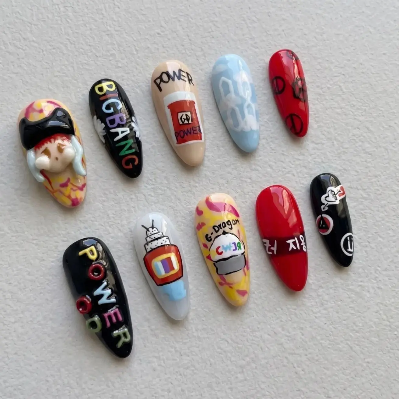 G-Dragon POWER Press On Nails | 3D K-pop Nail Art | BIGBANG Fan Design
