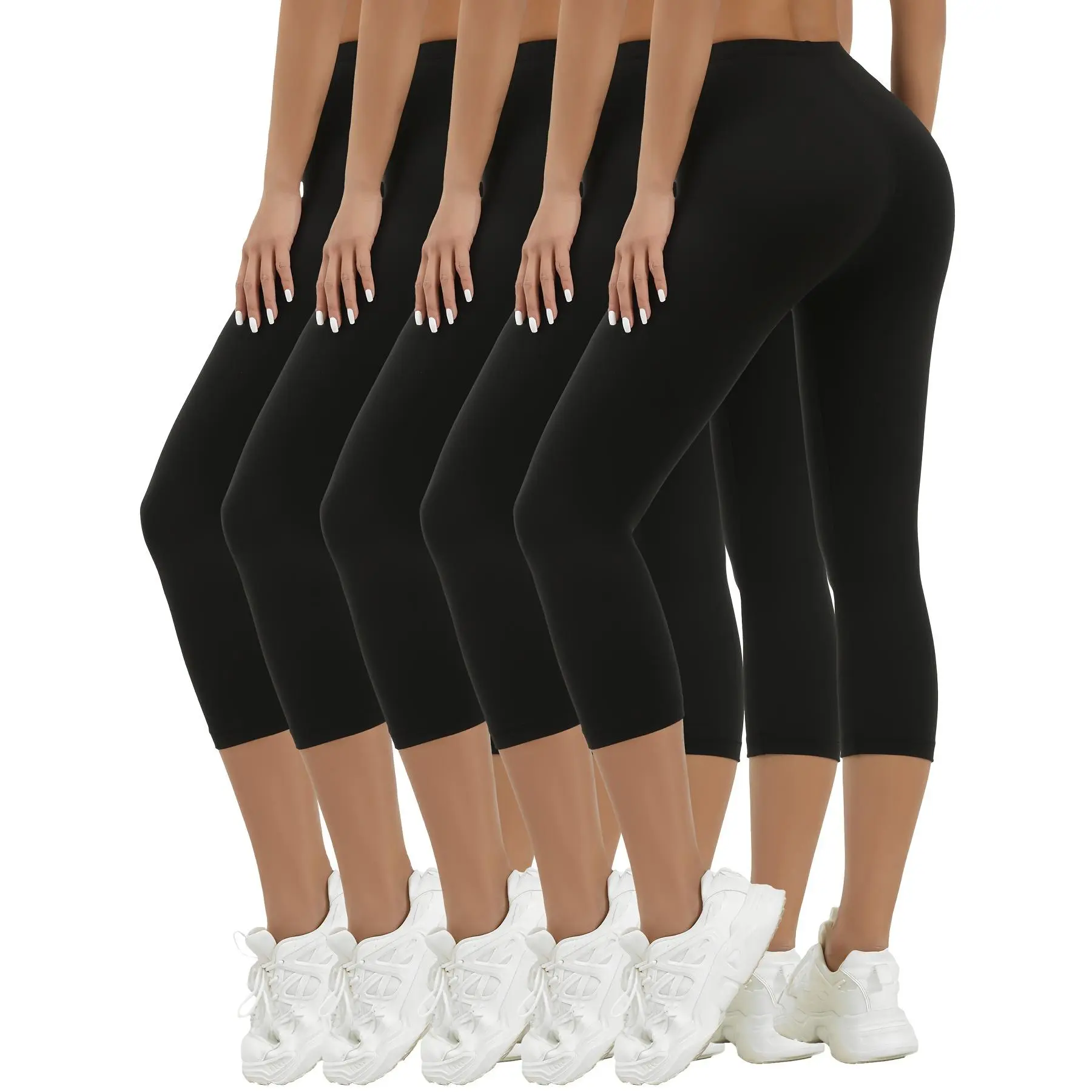 5-Pack Super Soft Capri Pants Women, No See-through Workout Running Yoga Sports Capri Leggings