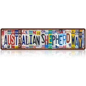 Vintage Australian Shepherd Way Wall Decor Street Signs Metal Tin Signs 16 x 4 Inches