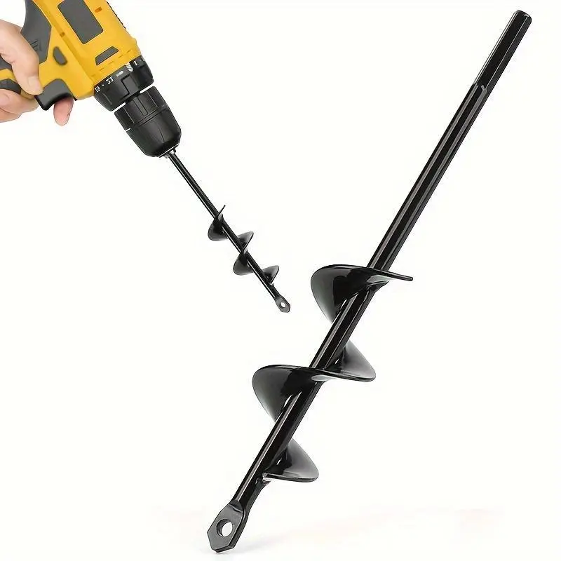 1pc Heavy-Duty Garden Plant Auger Drill Bit - 3/8" Hex Drive Cement Board Drill for Plantings, Spiral Drill Bit Planter with Solid Steel Shaft and Hex Bit Organizer - Power Tools DIY Tools Easy Planting and Drilling Solution