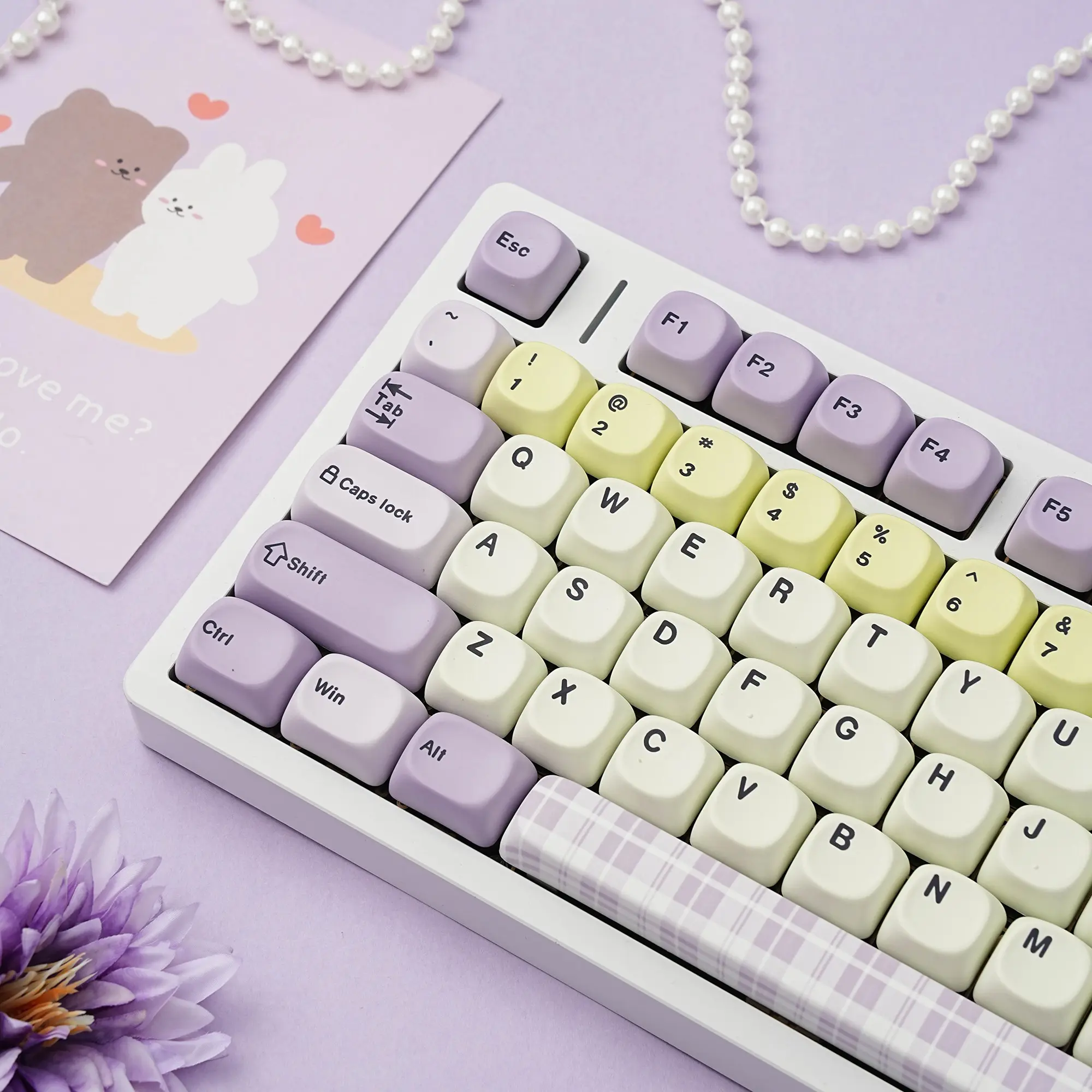 130 Key MOA Profile PBT Taro Keycaps Mechanical Keyboard Keycap 7u Split Space bar Dye Sublimation Custom Keyboard Keycap