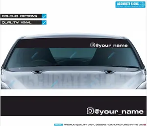 Instagram name CAR Sunstrip Universal Windscreen custom name sticker decal