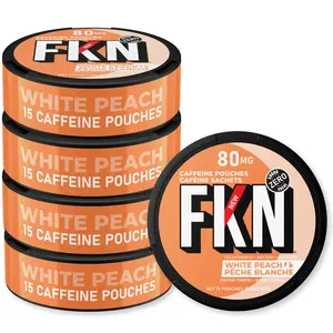 FKN Caffeine Energy Pouches – White Peach (10 Pack) 80MG Per Pouch | No Sugar, No Crash | Smooth Clean Energy Anytime