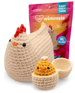 Wimmsie Beginner Crochet Kit for Adults Kids and Teens - Chicken & Egg - White