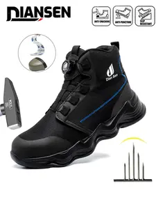 Steel Toe Shoes for men Work Safety Industrial Protective High top sneakers Work Shoes for Construction Comfortable Lightweight Warehouse Factory all-season outdoor wear resistant New Fashion Rotary Buckle Non Slip Work Shoes