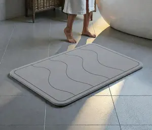 Stone Bath Mat Diatomaceous Earth, Quick Dry Non-Slip Diatomite Shower Mat, Super Absorbent Bathroom Floor Mat, Fast Drying Water Absorbing Bath Stone Rug for Shower Tub Sink, Durable Easy Clean, 23.6 x 15.4 Inch