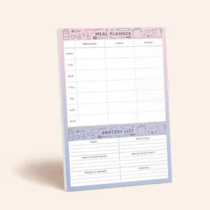 SWEETZER & ORANGE Meal Planner Notepad 7x10 Inch Pad for Organized Weekly & Daily Planning with Tear-Off Grocery Magnetic Checklist
