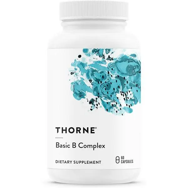 THORNE Basic B-Complex Capsules - Tissue-Ready Vitamin B Complex Supplement with Choline, Energy Boost Support, Cellular Energy Production, Brain Health & Red Blood Cell Formation* - Gluten-Free - 60 Servings