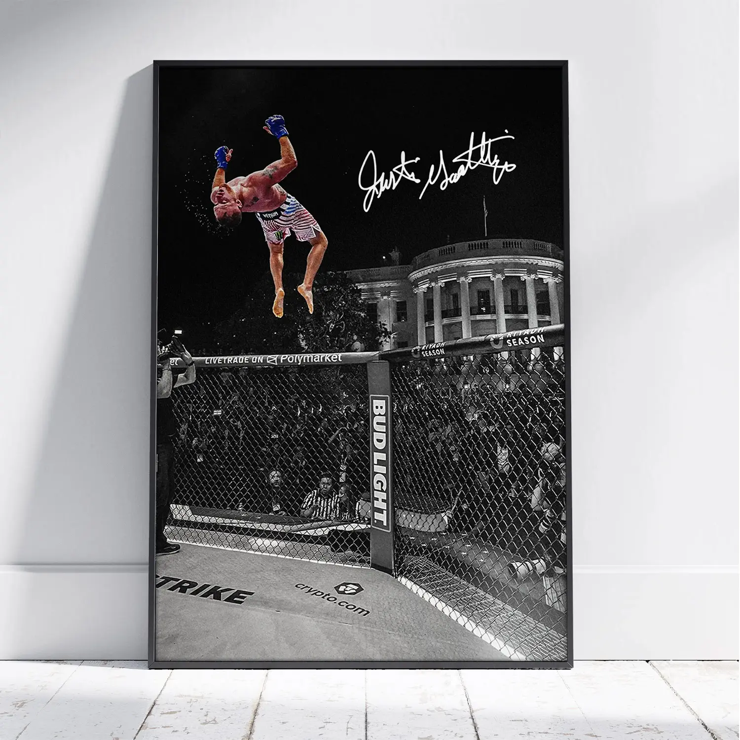 Justin Gaethje Poster No Frame, Iconic White House Backflip Poster, Premium UFC Wall Art for Home Gym, MMA, Office, Man Cave, or Fan Gift