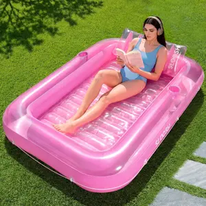 4 in 1 Inflatable Tanning Pool Lounger, 70"*46" Pink Pool Float with Pillow, Sunbathing Lounge for Adults & KidsPoolFloat