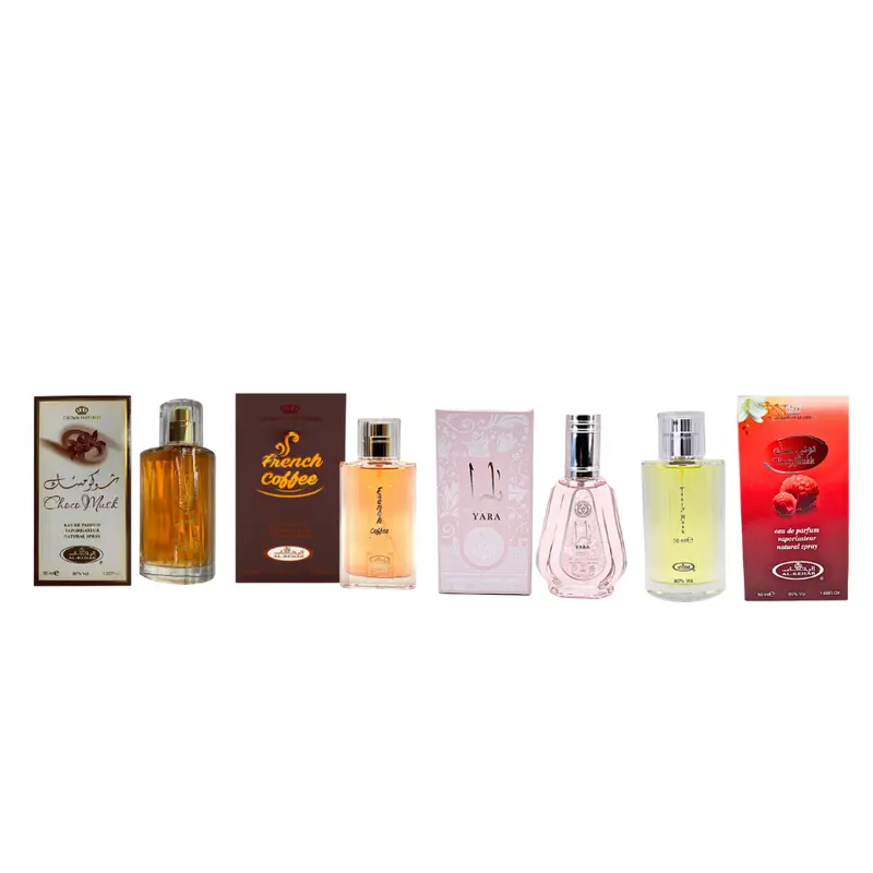 Unisex Travel Size Alcohol-Free EDP Spray & Perfume Oil Combo Set - Chocolate, French Coffee, Tooty, Vanilla, Sandalwood, Yara Gourmet Tones - 1.65 fl.oz/50ml Mini Toiletries for Adults' Purse