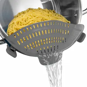 1 Adjustable Clip on Strainer for Pots and Pans No Electricity Needed Perfect for Draining Pasta Vegetables Fruits Sturdy Handheld Kitchen Accessory for Home and RV