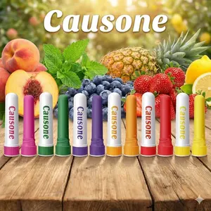 Causone Fruit Flavored Nasal Inhalers - Natural Essential Oil Aromatherapy Sticks - Refreshing Cool Mint & Sweet Fruits Mix - Long Lasting Scent for Wake Up & Revitalize nose