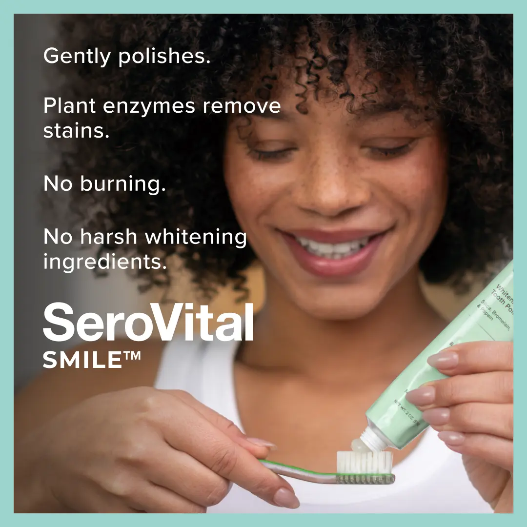 SeroVital Smile Whitening Tooth Polish | Sensitive Teeth Whitening Booster | Silica + Fruit Enzymes Stain Removal | Gentle Polish | Formulated without Fluoride or Peroxide I Botanical Oils | Fresh Breath | Mint Kiss Flavor