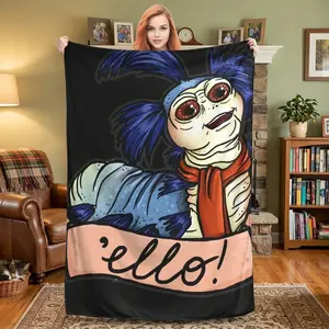 Labyrinth Worm 'Ello! Classic Flannel Blanket, Ultra-Soft  Throw for Naps & Travel, Labyrinth Fan Gift