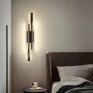 LED modern minimalist 58cm white warm light aluminum wall lamp black strong wired spiral line wall lamp suitable for living room background wall lamp bedroom bedside lamp Indoor Lighting Home Decoration Lamp