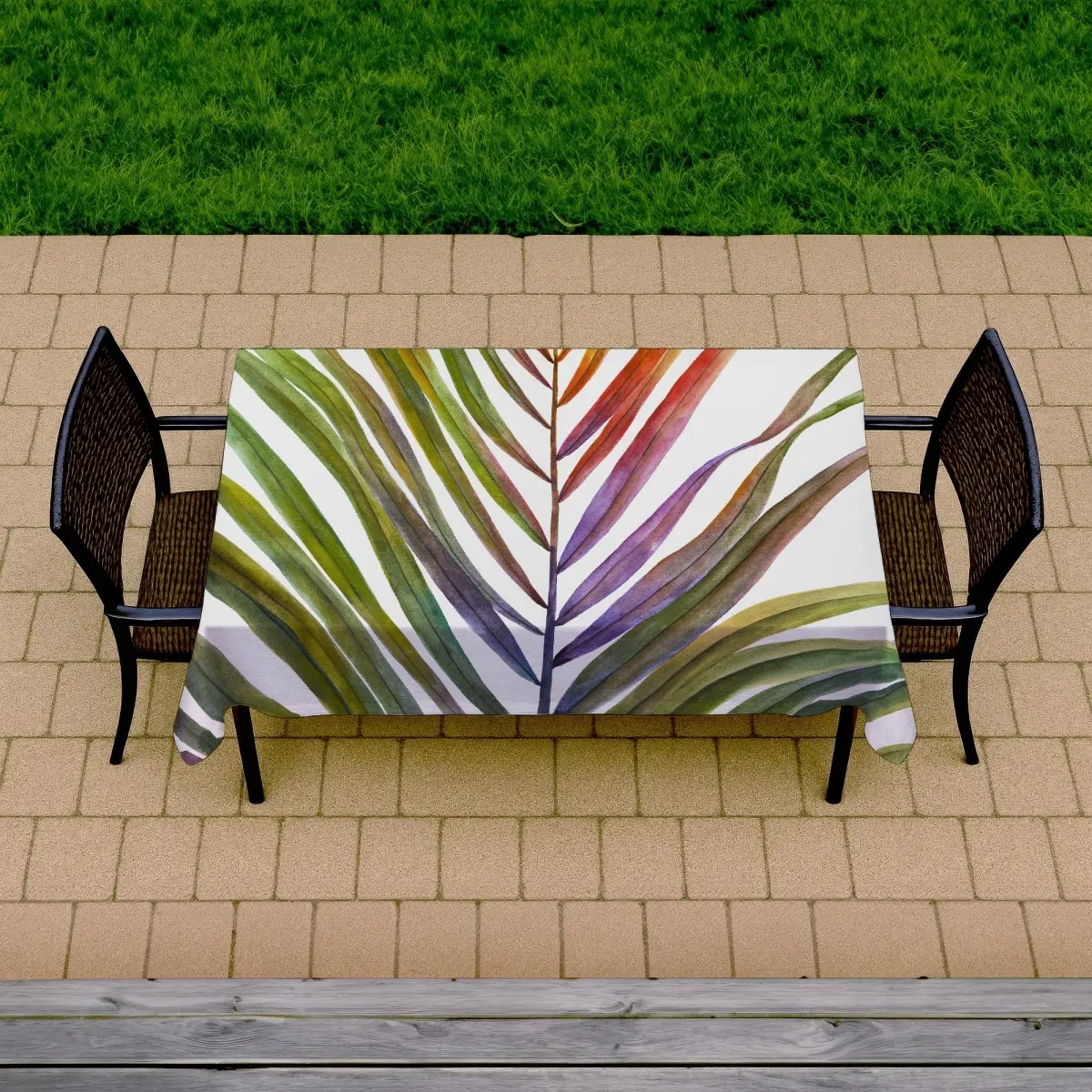 360 Stand Tropical Palm Leaves Watercolor Tablecloth - 58x102 in Rectangle Stainproof Soft Textile Kitchen Linen, for Home, Garden & Outdoors Indoor Patio Dining Furniture Decor