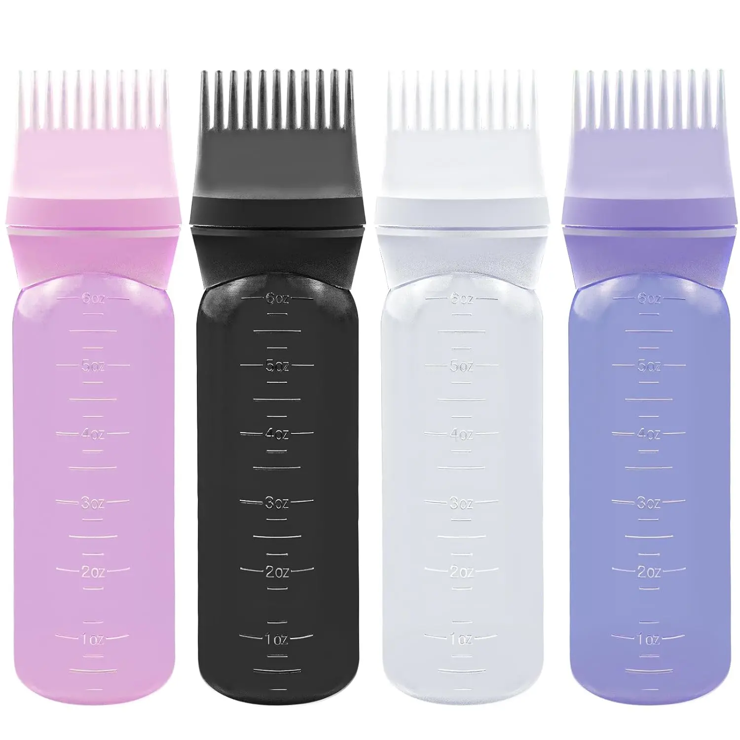 4 PCS Root Comb Applicator Bottle,Hair Oil Applicator Bottle for Hair,Oil Comb Applicator Hair Bottle Applicator for Hair Dye Shampoos Hair Salons.6oz