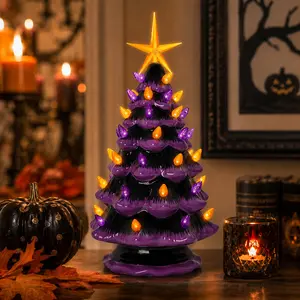 Purple Halloween Ceramic Christmas Tree