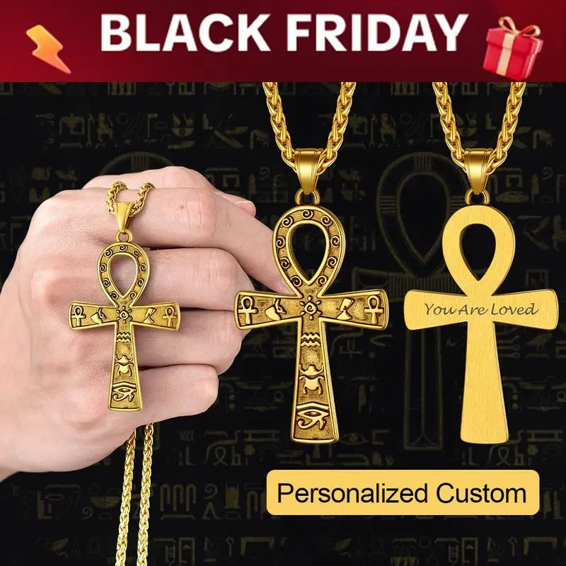 Egyptian Ankh Cross Pendant Personalized Custom Necklace Ancient Egyptian Coptic Cross Hypoallergenic Stainless Steel Necklace Amulet Jewelry Gift for Men WomenGift Egyptian Ankh Cross Pendant Personalized Custom Necklace Ancient Egyptian Coptic Cross Hypoallergenic Stainless Steel Necklace Amulet Jewelry Gift for Men WomenGift