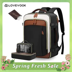 LOVEVOOK TSA-Friendly Travel Backpack with Storage Bag and Toiletry Bag - Fits 17-Inch Laptop, Travel Essentials, for Hiking, Overnight, Weekend Trips and Business Travel. SpringStatements