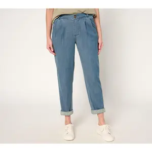 AnyBody Tall Drapey Denim Pull On Tapered Ankle Pants