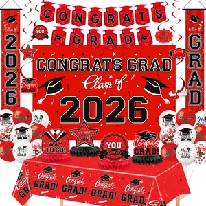 2026 Graduation Decoration Set, Theme, Banner, Background Board, Balloons, Ribbons, Party Supplies for High School & University Graduations