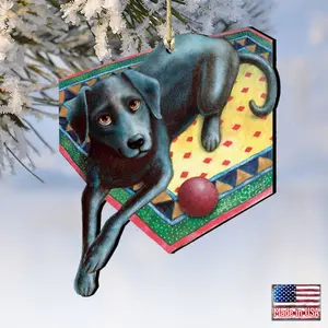 Designocracy 8511017-LS-S2 5 x 5.5 in. Ready When You Are Black Dog Wooden Ornaments - Set of 2