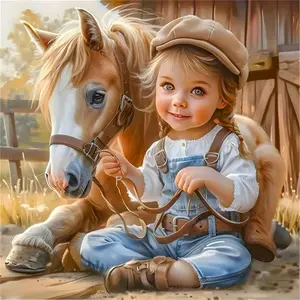 Cartoon Horse Pattern DIY Diamond Arts Colorful Painting Kit without Frame, DIY 5D Diamond Arts Colorful Painting Kit, Wall Art Decor for Home, Diamond Painting Kits