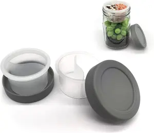 Salad Divider Cups Separate Vegetable and Dressing for 3.38 Inch Wide Mouth Mason Jar,Overnight Oats Containers for Dried and Wet Foods,NO JAR(2 Pack)