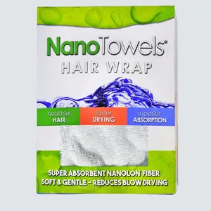 Nano Towels Hair Drying Wrap | For Drying Fine, Delicate, Thinning, Curly & Frizzy Hair Twisty Towel Replaces Hair Dryers, One Size Fits All 10 x 26"