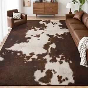 Cow Print Area Rugs for Living Room, Machine Washable, Low Pile Non-Slip Indoor Floor Animal Rug, Carpet for Bedroom Dining Room Laundry Room Western Kitchen Home Office