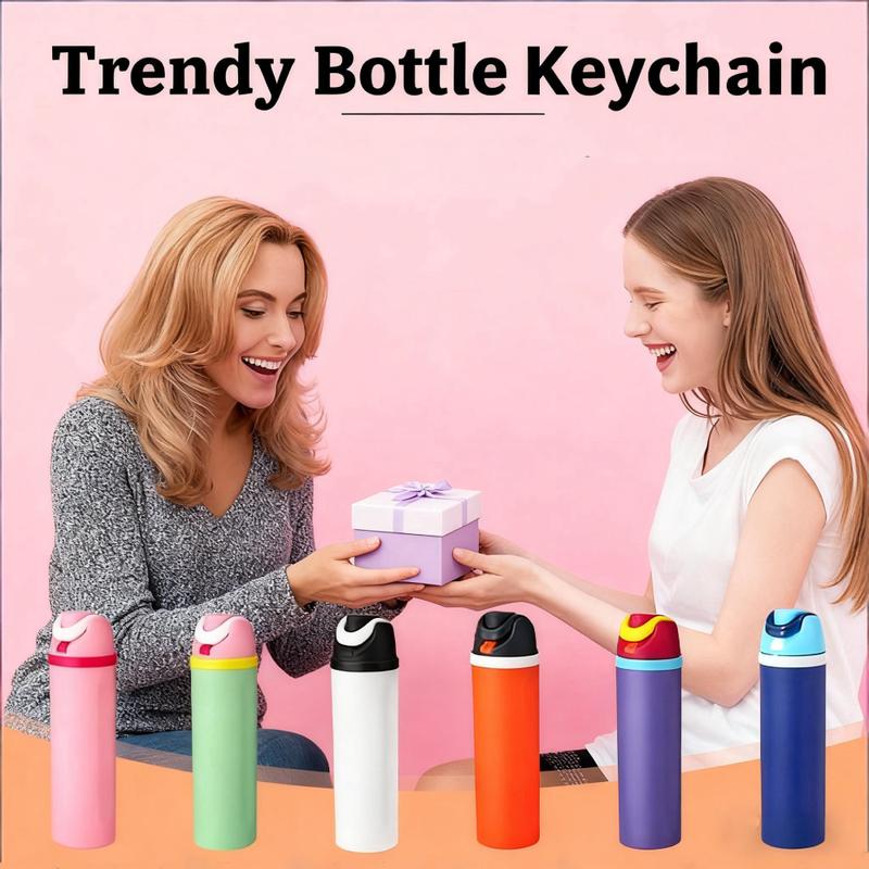 3D Printed Mini Water Cup Lip Balm Holder Keychain, Novelty Water Cup Keychains, Trendy Bottle Keychain, Chapstick Holder Key Chain