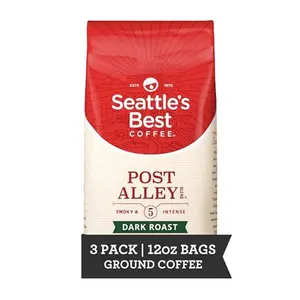 Seattle’s Best Coffee, Dark Roast Ground Coffee, Post Alley, 100% Arabica, 3 Bags (12 oz Each)