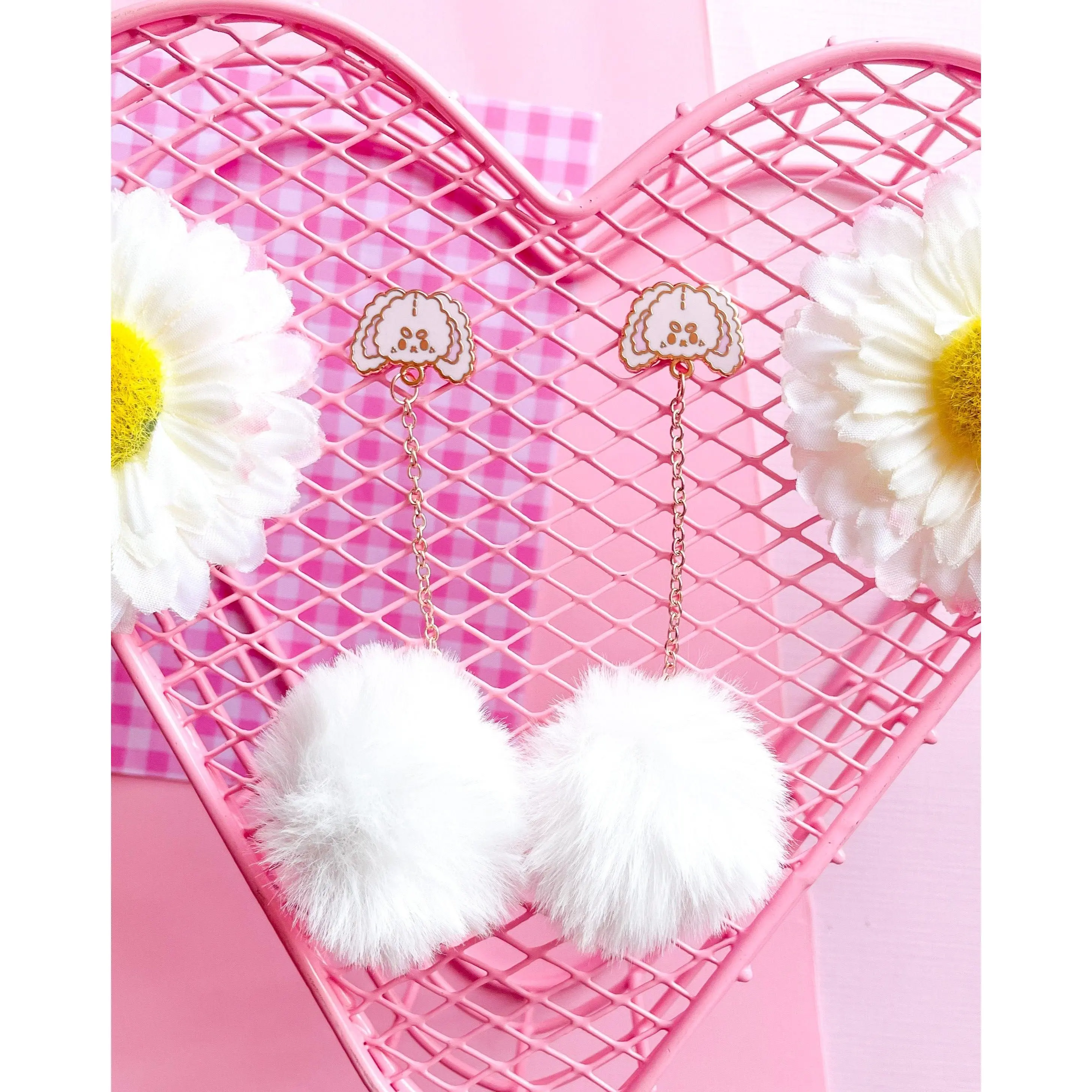 Bunny Pom Pom Earrings