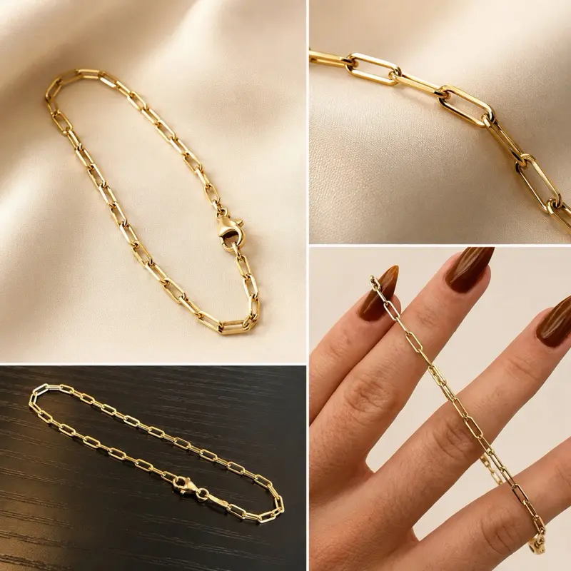 10k very elegant paper clip style bracelet for daily use