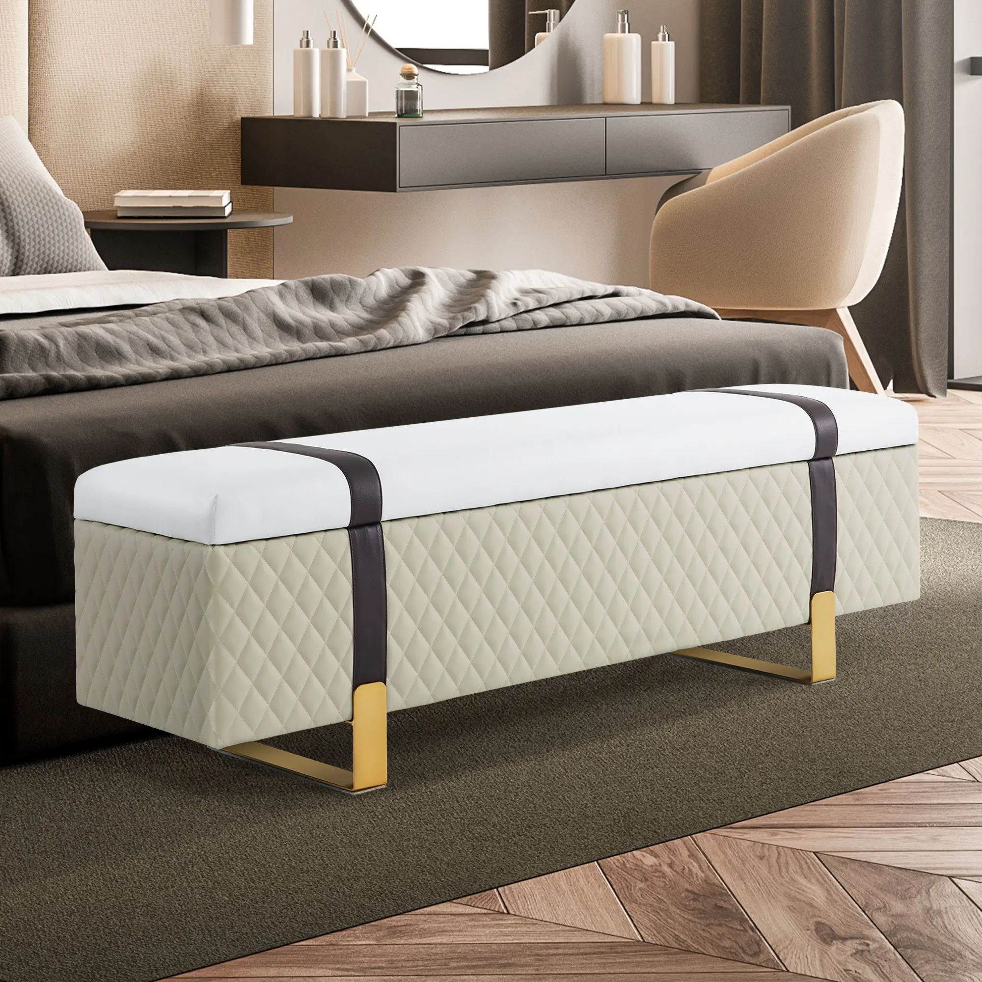 MCombo Storage Ottoman Bench, Faux Leather W463
