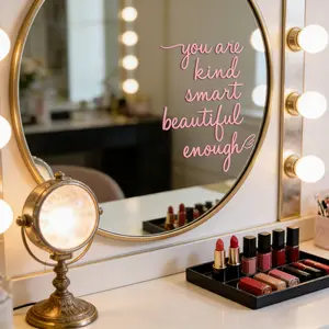 SICANDAENHK Brighten your bathroom mirror with these cute pink affirmation decals!"You Are Kind, Smart, Beautiful, Enough"-sweet daily reminders for girls’ vanity, daughter’s room, and bedroom decor🎀✨
