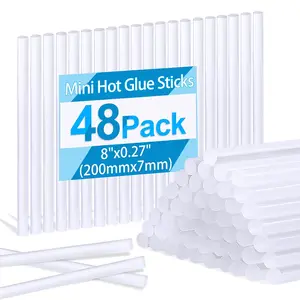 48 Pack Mini Hot Glue Sticks, 8" Long x 0.27" Diameter Clear Glue Sticks for Glue Gun, EVA Clear Glue Gun Sticks, Hot Glue Gun Sticks for DIY Craft Sticky Projects & More